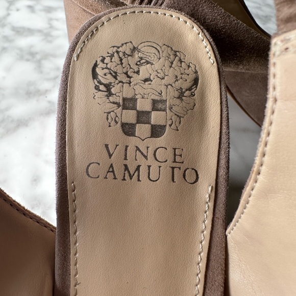 Vince Camuto Leather/SuedeBlock Heeled Sling-Back Pumps - 8.5/39 NUDE - Picture 8 of 9